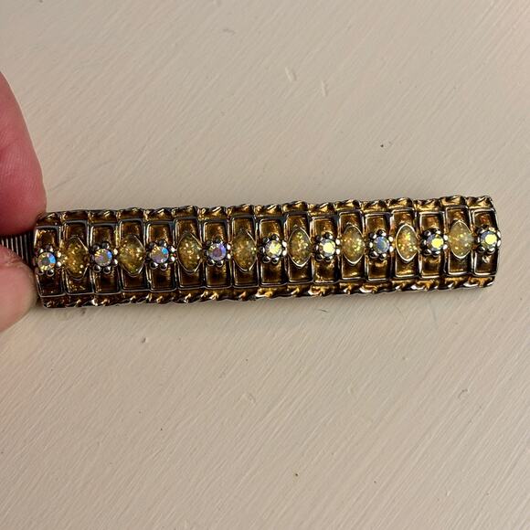 Vintage 80's snake chain stretch belt with rhinestone clasp M-XL - Picture 5 of 6